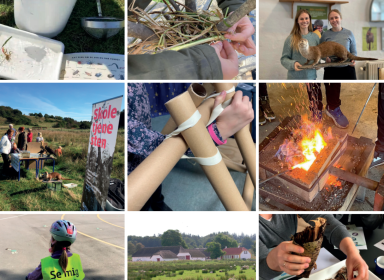 Collage med billeder fra Skoletjenestens værksteder Forhør gerne om der er ledige tilbud 