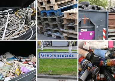Forskellig slags affald på genbrugspladsen