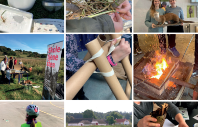 Collage med billeder fra Skoletjenestens værksteder Forhør gerne om der er ledige tilbud 