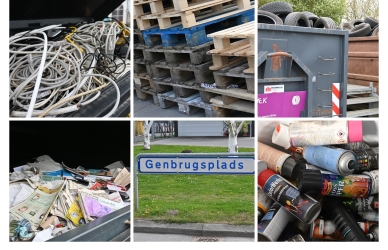 Forskellig slags affald på genbrugspladsen